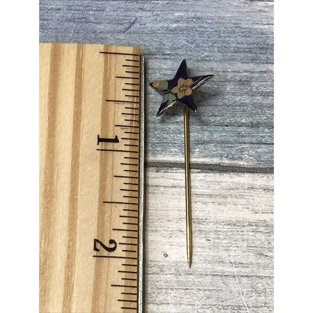 Enamel Star‎ Stick Lapel Pin Tie Tac Hat Brooch Flower estate